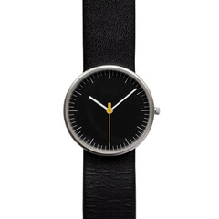 Minimalist wristwatch black dial on transparent background - obrazy, fototapety, plakaty
