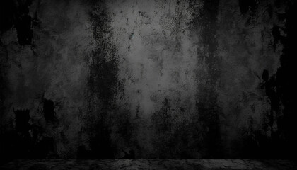 Dark and Moody Black Grunge Texture Background with Abstract Design