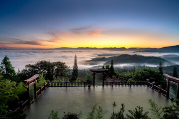 "Linh Quy Phap An" Pagoda, Bao Loc Town, Vietnam - the sunrise and pray for peace at "Linh Quy Phap An" pagoda in Bao Loc town, Vietnam