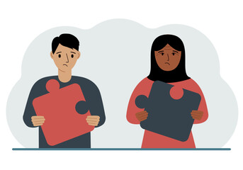 Team metaphor. People putting puzzle pieces together. The concept of teamwork and cooperation. Business concept.