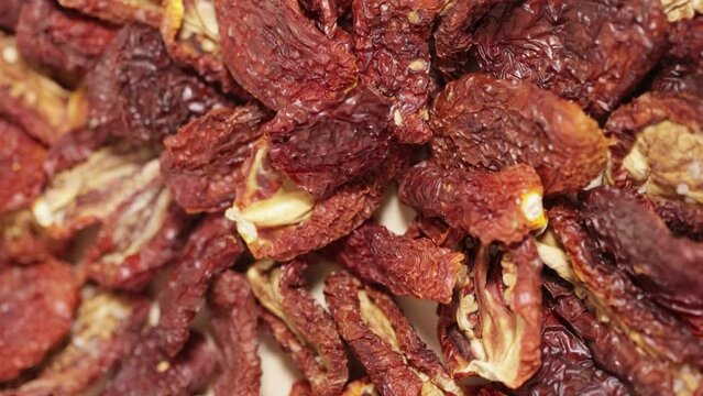 Dried fruits of gentle drying tomatoes with sea salt