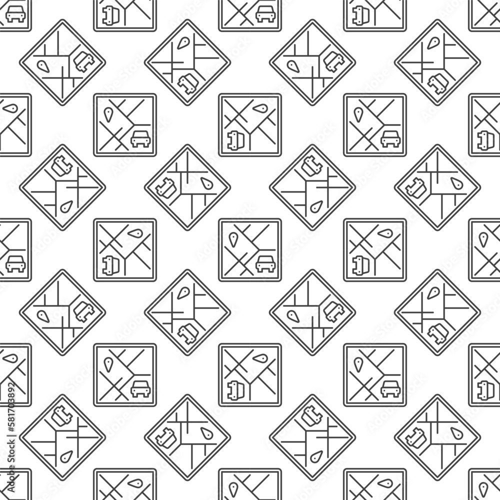 Poster car sharing map app vector concept line seamless pattern