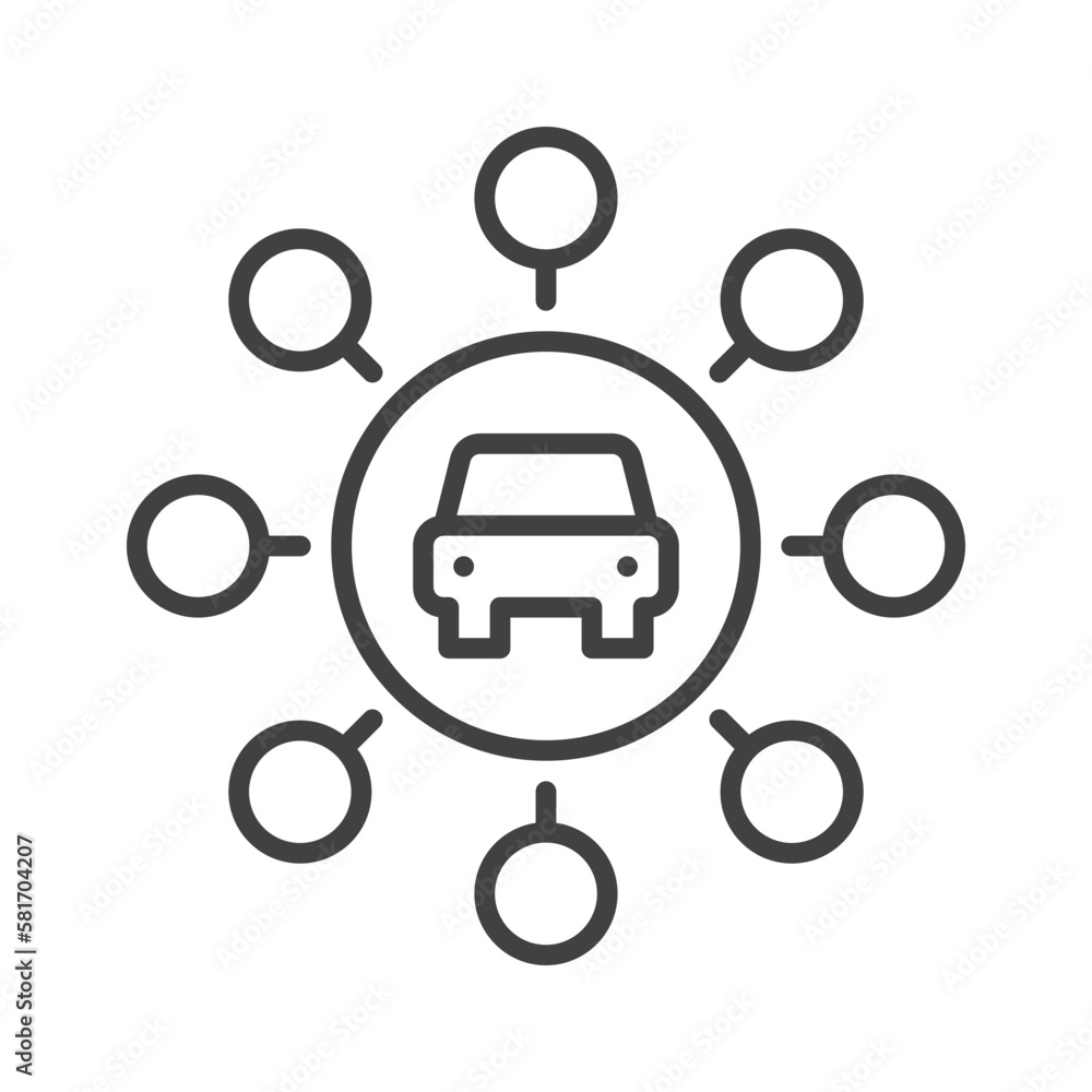 Aufkleber carsharing vector round concept icon in thin line style