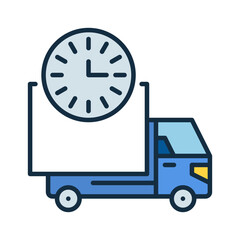 Clock and Truck vector Delivery Time concept colored icon