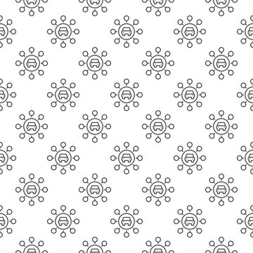 Carsharing vector round concept linear seamless pattern