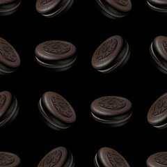 Voluminous cookies in chocolate with milk filling. 3d