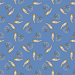 Obraz premium Hand and Car Key vector Car Sharing concept creative seamless pattern