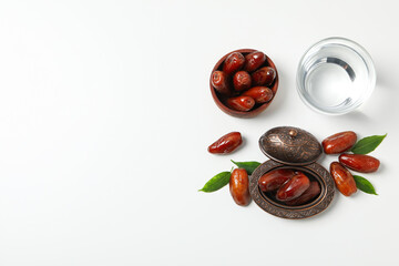 Concept of tasty food, dates, space for text