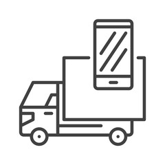 Smartphone and Delivery Truck vector Call concept line icon