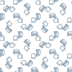 Thumbs Up with Car vector Car Sharing concept line seamless pattern
