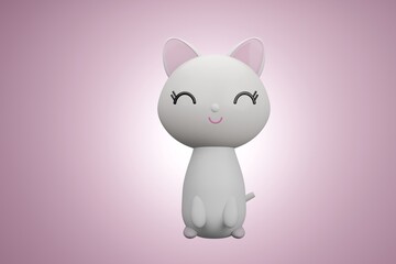 cute pet with smiling face on background 3d render..