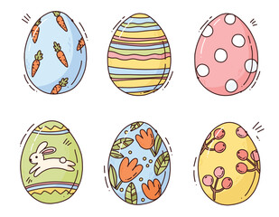 Happy Easter colorful vector illustration with eggs