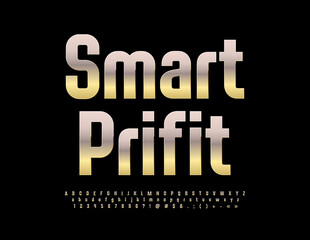 Vector business Emblem Smart Profit. Modern Golden chic Font. Premium Alphabet Letters and Numbers set