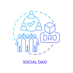 Social DAO blue gradient concept icon. Community. Decentralized autonomous organizations type abstract idea thin line illustration. Isolated outline drawing. Myriad Pro-Bold font used