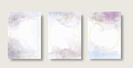 Abstract watercolor background vector. Luxury invitation card background with golden line. Invite design for wedding and vip cover template.