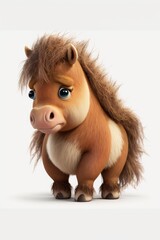 Cute horse isolated on a white background. Generative AI