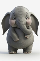 Cute elephant isolated on a white background. Generative AI