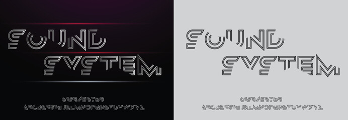 Sound System, Modern Sport Fonts. Typeface Tech style fonts for technology, digital, movie, logo design. Alphabet Collections