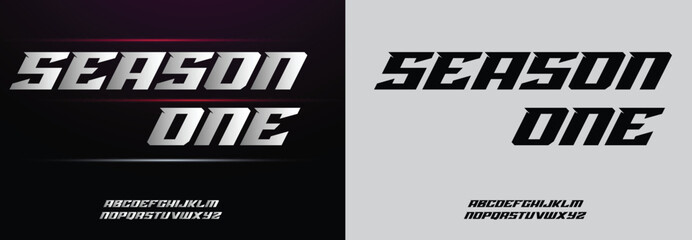 Obraz premium Season One, Modern Sport Fonts. Typeface Tech style fonts for technology, digital, movie, logo design. Alphabet Collections