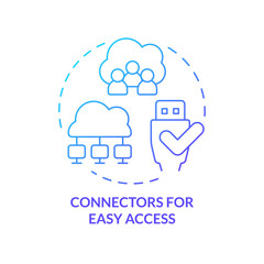 Connectors for easy access blue gradient concept icon. Share with users. Data lake architecture abstract idea thin line illustration. Isolated outline drawing. Myriad Pro-Bold font used