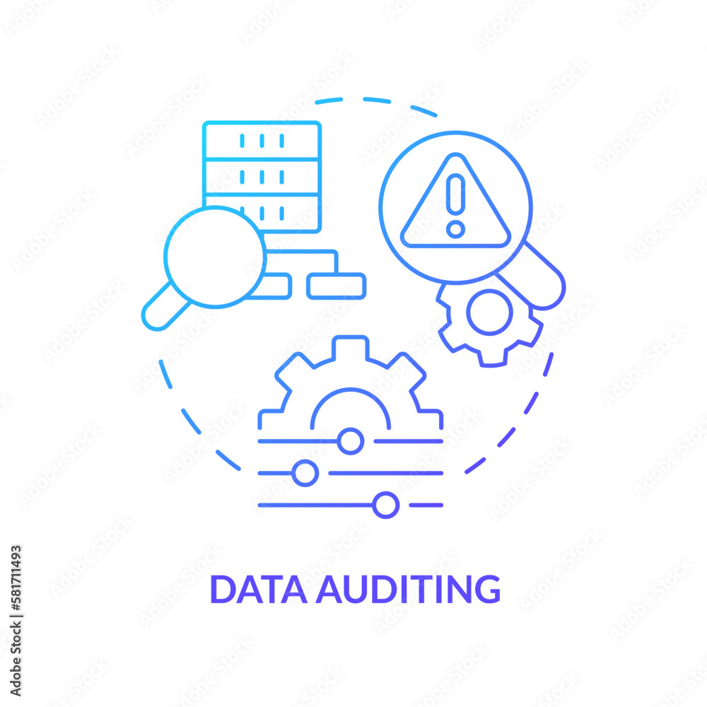 Poster data auditing blue gradient concept icon. tracking changes. digital storage. data lake key concept a