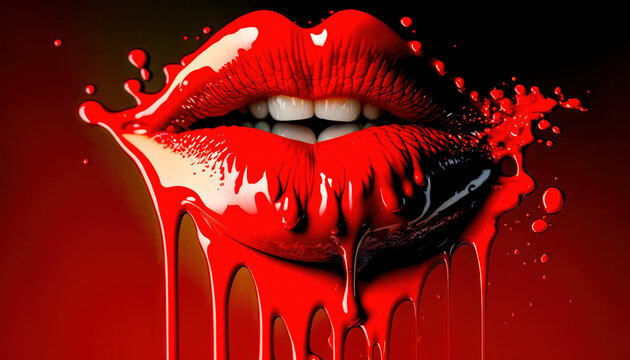 Lippen Mund Kuss Sinnlichkeit Gedankenspiel Abstrakte Illustration Generative AI Digital Art Kunst Hintergrund Cover