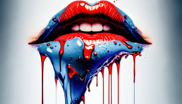Lippen Mund Kuss Sinnlichkeit Gedankenspiel Abstrakte Illustration Generative AI Digital Art Kunst Hintergrund Cover