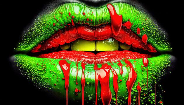 Lippen Mund Kuss Sinnlichkeit Gedankenspiel Abstrakte Illustration Generative AI Digital Art Kunst Hintergrund Cover