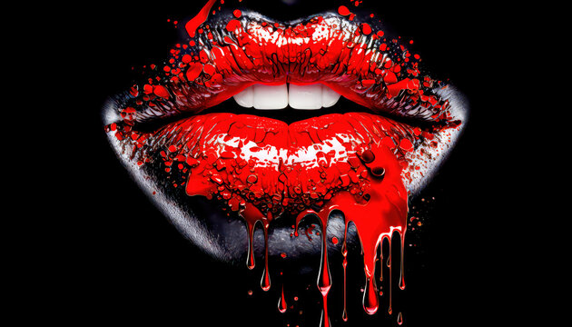 Lippen Mund Kuss Sinnlichkeit Gedankenspiel Abstrakte Illustration Generative AI Digital Art Kunst Hintergrund Cover