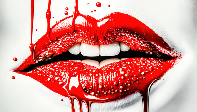 Lippen Mund Kuss Sinnlichkeit Gedankenspiel Abstrakte Illustration Generative AI Digital Art Kunst Hintergrund Cover