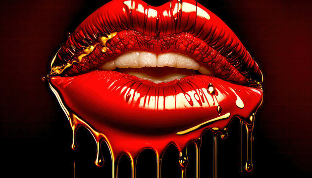 Lippen Mund Kuss Sinnlichkeit Gedankenspiel Abstrakte Illustration Generative AI Digital Art Kunst Hintergrund Cover