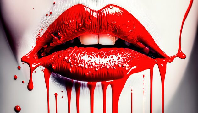 Lippen Mund Kuss Sinnlichkeit Gedankenspiel Abstrakte Illustration Generative AI Digital Art Kunst Hintergrund Cover