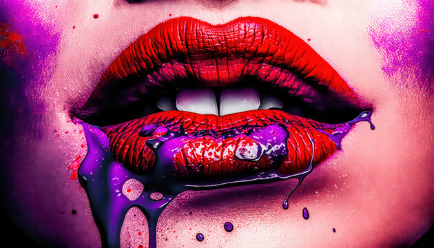 Lippen Mund Kuss Sinnlichkeit Gedankenspiel Abstrakte Illustration Generative AI Digital Art Kunst Hintergrund Cover