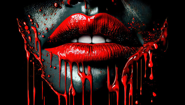Lippen Mund Kuss Sinnlichkeit Gedankenspiel Abstrakte Illustration Generative AI Digital Art Kunst Hintergrund Cover
