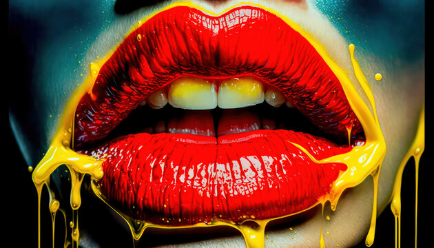 Lippen Mund Kuss Sinnlichkeit Gedankenspiel Abstrakte Illustration Generative AI Digital Art Kunst Hintergrund Cover