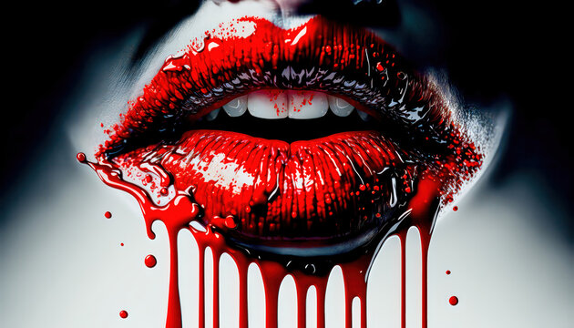 Lippen Mund Kuss Sinnlichkeit Gedankenspiel Abstrakte Illustration Generative AI Digital Art Kunst Hintergrund Cover