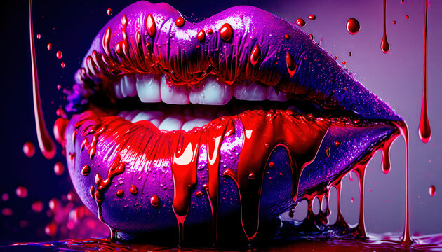 Lippen Mund Kuss Sinnlichkeit Gedankenspiel Abstrakte Illustration Generative AI Digital Art Kunst Hintergrund Cover