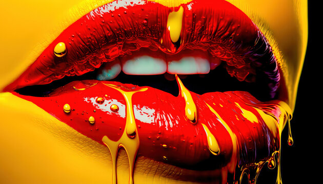 Lippen Mund Kuss Sinnlichkeit Gedankenspiel Abstrakte Illustration Generative AI Digital Art Kunst Hintergrund Cover