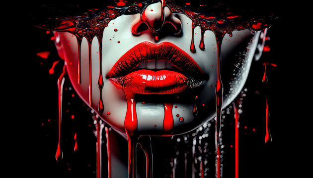 Lippen Mund Kuss Sinnlichkeit Gedankenspiel Abstrakte Illustration Generative AI Digital Art Kunst Hintergrund Cover