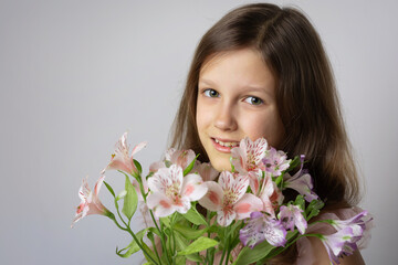Portrait of girl with flowers