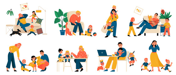 Fototapeta premium Stressed Parenting Set