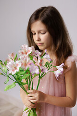 Portrait of girl with flowers