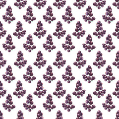 Hand drawn watercolor black currant seamless pattern on white background. Gift-wrapping, banner, textile, fabric, wallpaper.
