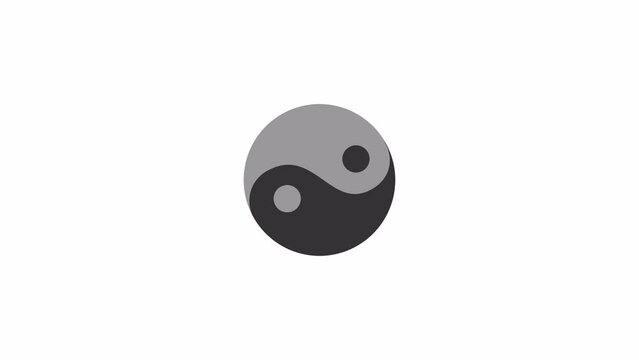 Animated yin yang symbol loader. Opposite energies. Simple black and white loading icon. 4K video footage with alpha channel transparency. Wait-animation progress indicator for web UI design