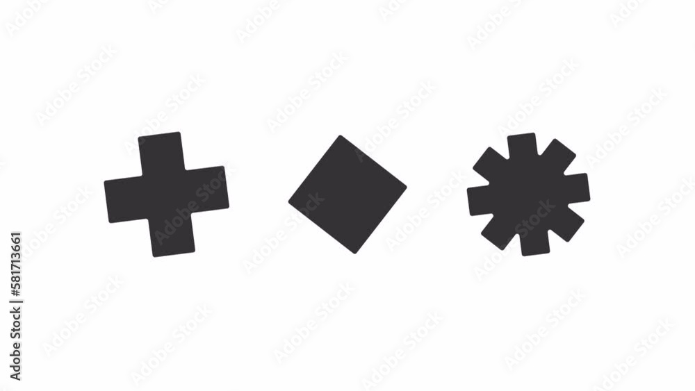 Fototapete animated multiple shapes loader. rotating figures. simple black and white loading icon. 4k video foo