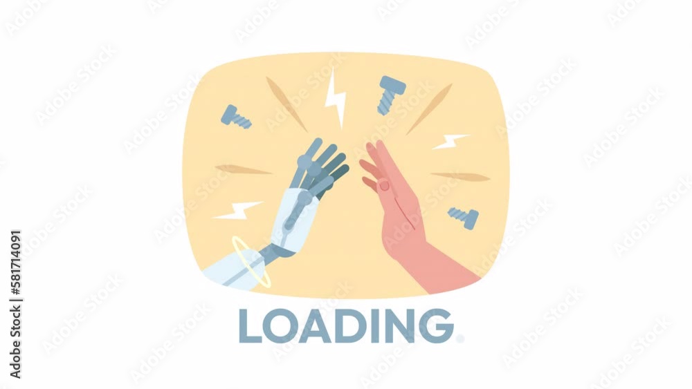 Poster animated human-ai interaction loader. flash message 4k video footage. color isolated loading wait-an