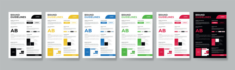 DIN A3 Brand Guideline Template Design, Brand Guideline Layout Set, Minimalist Brand Guidelines, Brand identity Template. - obrazy, fototapety, plakaty