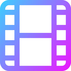 Film icon in gradient colors. Film strip signs for multimedia interface.