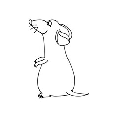 Hand drawn illustration of cute mouse, vector illustration