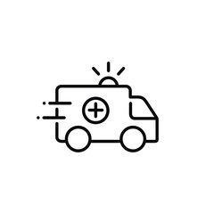 Ambulance line icon isolated on white background